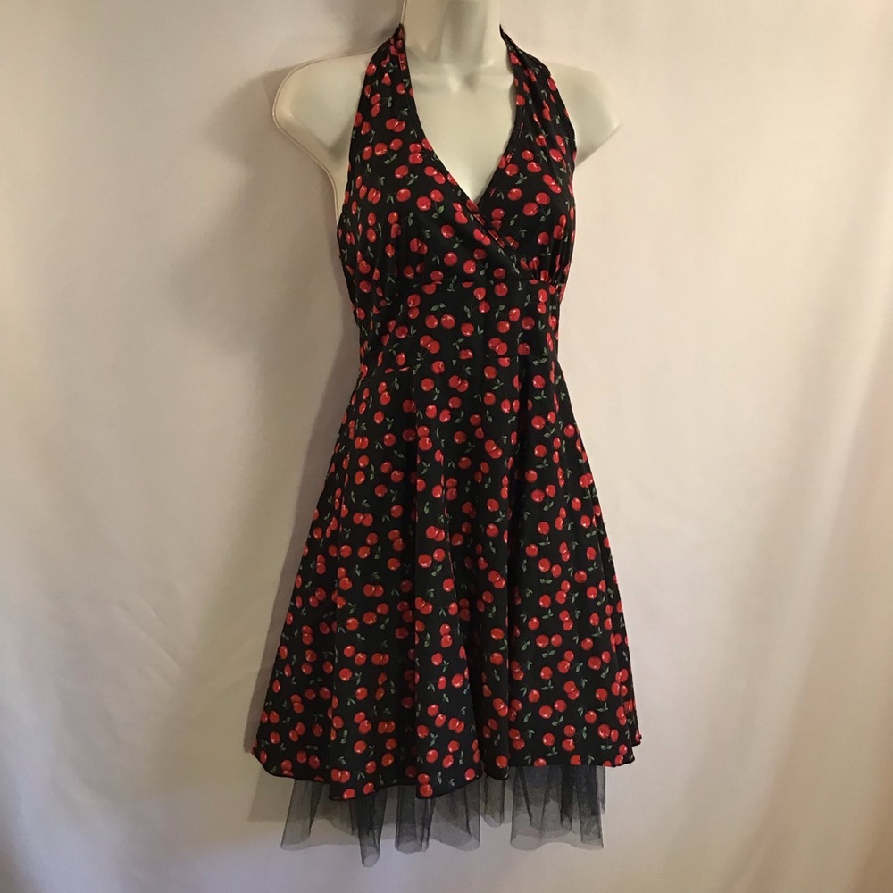 Cherries Pin-up Rockabilly Halter Dress